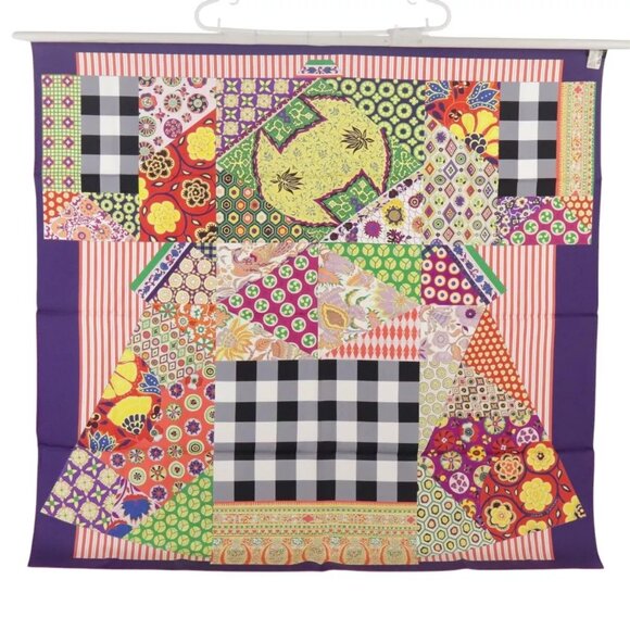 HERMES Carre 90 Scarf ""a Honore"" Silk Purple Auth - Picture 1 of 15